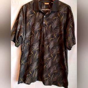Axist polo shirt, sz XL black leaf print